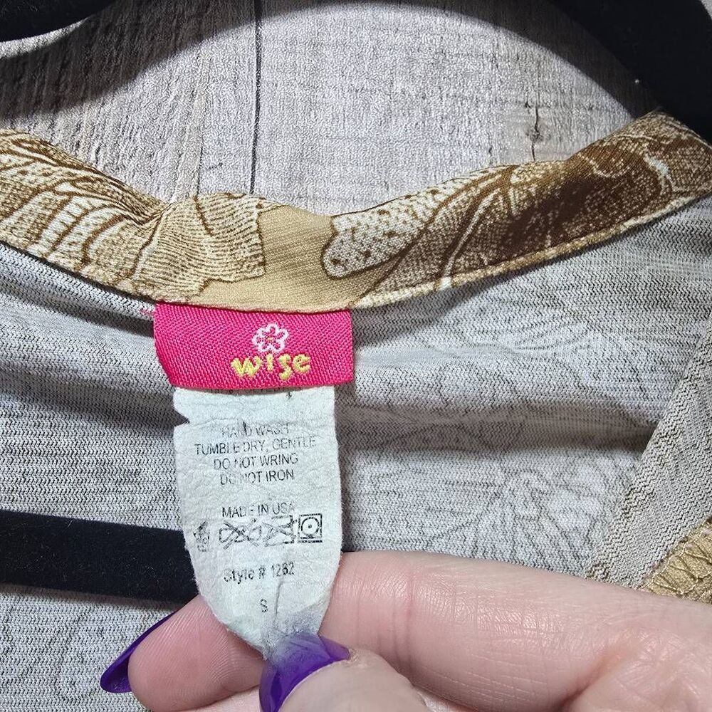 Wise Vintage Y2K Tan Floral Graphic Crop Top Small Boho Preppy Summer - Picture 4 of 5